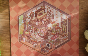 Pink Cat Series | CAFE | DIY Scene Sticker Set