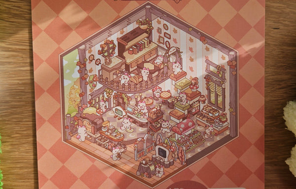 Pink Cat Series | CAFE | DIY Scene Sticker Set