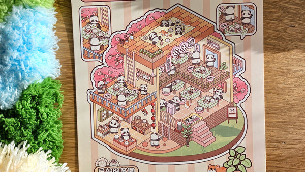 Tea Party Series | PANDA | DIY Scene Sticker Set