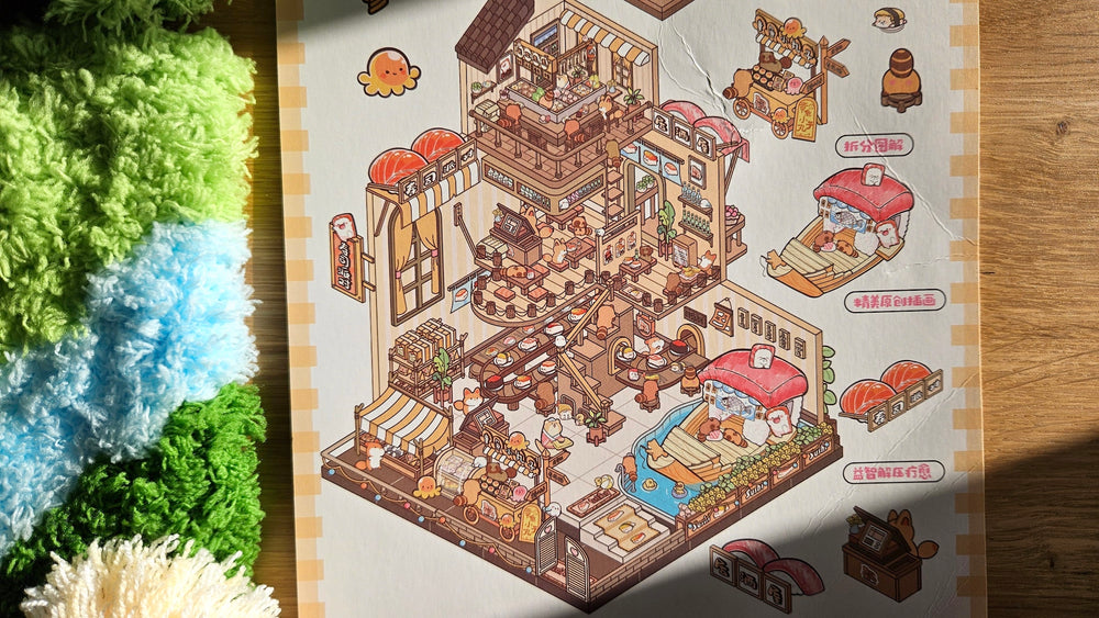 RACOON DOG SUSHI SHOP | DIY Scene Sticker Set