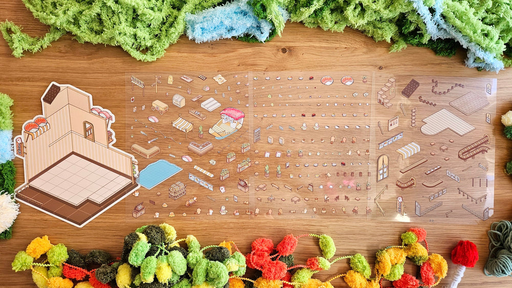 RACOON DOG SUSHI SHOP | DIY Scene Sticker Set