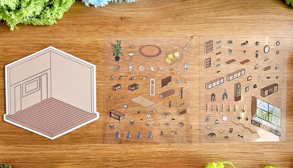 Paper Pals Series | LIVING ROOM | DIY Scene Sticker Set