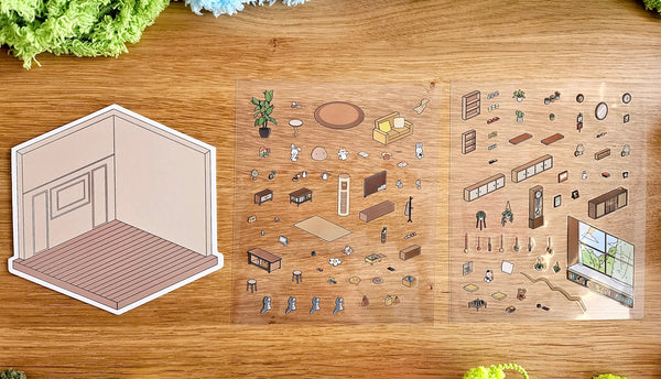 Paper Pals Series | LIVING ROOM | DIY Scene Sticker Set