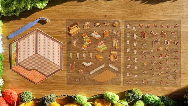 Pink Cat Series | CAFE | DIY Scene Sticker Set